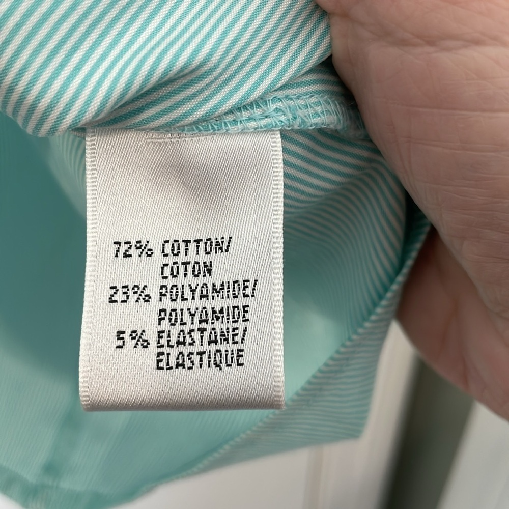 Lafayette 148 New York NWOT Striped Blue/White Ruffled Button Down Size 10 - Picture 8 of 8